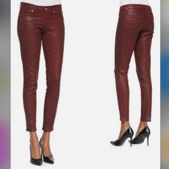 NEW Paige $189 Verdugo Ankle Coated Skinny Jeans, Shiraz Silk - Picture 3 of 8